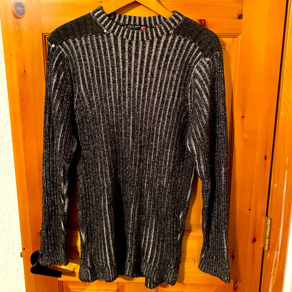 Grey and white striped Point Zero sweater